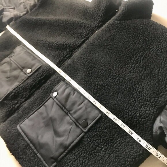 PACSUN LA Hearts Reversible Sherpa Jacket Size Medium/Large Black New - Picture 9 of 10